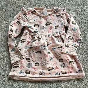 Koala Kids Pink Long Sleeve Tree & Owl Dress